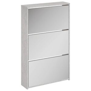 vidaXL Shoe Cabinet with Mirror 3-Layer Concrete Grey 63x17x102.5 cm