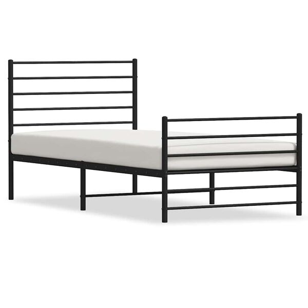 vidaXL Metal Bed Frame without Mattress with Footboard Black 100x200cm