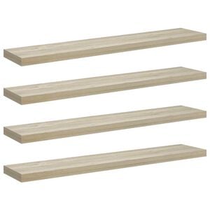 vidaXL Wall Shelf | Set of 4 | Oak | Honeycomb MDF, metal | Large