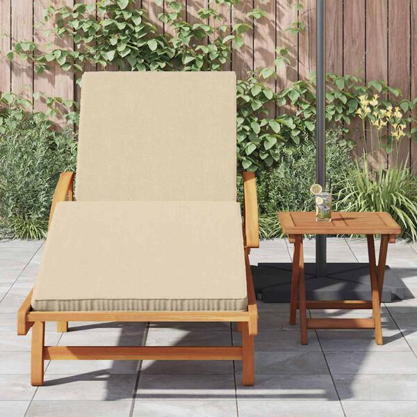 vidaXL Sun Lounger Reclining Beige 200 x 67 x 84 cm Solid Acacia Wood