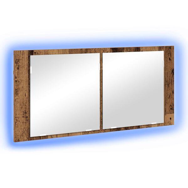 vidaXL LED Mirror Cabinet Old Wood 100 x 12 x 45 cm Engineered Wood