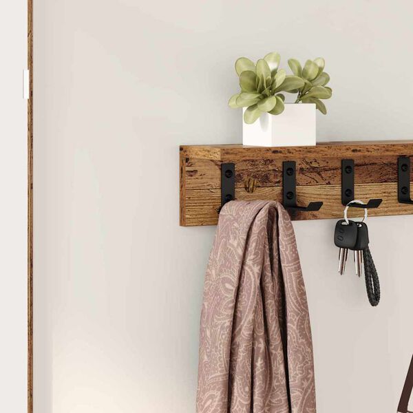 vidaXL Wall-Mounted Coat Rack with Shelf Old wood 80 x 10.5 x 10.5 cm