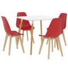 vidaXL 5 Piece Dining Set Red
