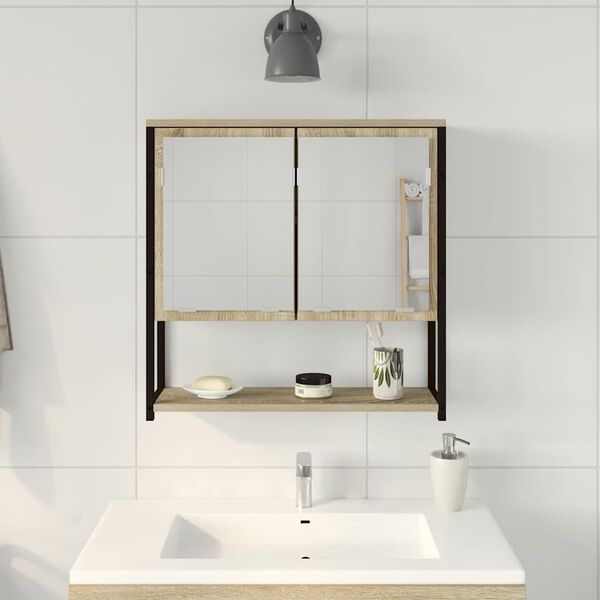 vidaXL Bathroom Mirror Beige 60 x 16 x 60 cm Glass and Engineered Wood