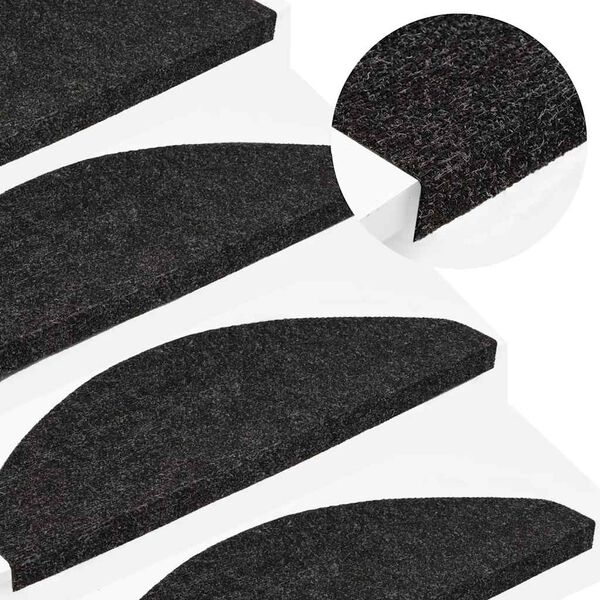 vidaXL Stair Mats Self-adhesive 15 pcs 56x17x3 cm Black