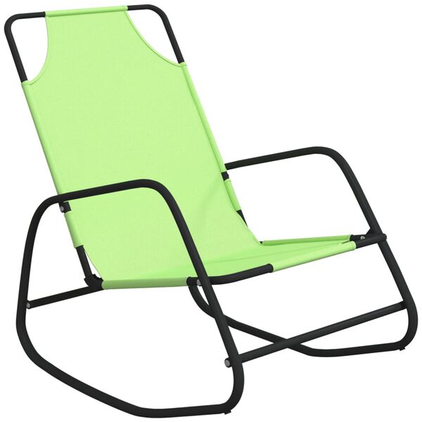 vidaXL Rocking Sun Lounger Green Steel and Textilene