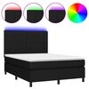 vidaXL Box Spring Bed with Mattress&LED Black 140x200 cm Fabric