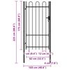 vidaXL Fence Gate Single Door with Arched Top Steel 1x1.75 m Black