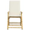 vidaXL 3 Piece Folding Bistro set with Cream White Cushions Bamboo