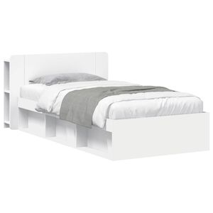 vidaXL Bed Frame with Storage White 100 x 200 cm Engineered Wood