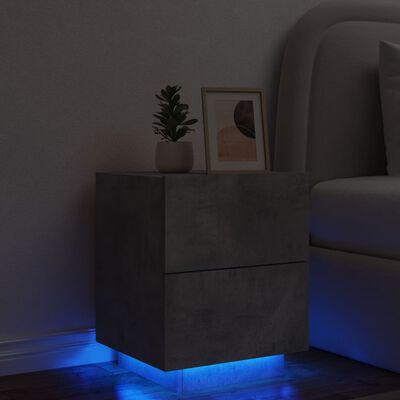 vidaXL Bedside Cabinet with LED Lights Concrete Grey Engineered Wood