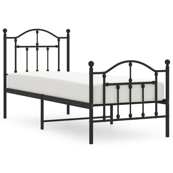 vidaXL Metal Bed Frame without Mattress with Footboard Black 75x190cm