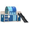 vidaXL Bunk Bed without Mattress with Slide and Curtains Blue 90x190 cm Single