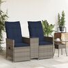 vidaXL Reclining Garden Sofa 2-Seater with Table Grey Poly Rattan