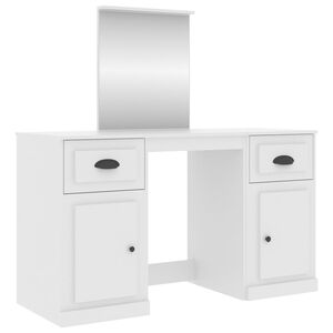 vidaXL Dressing Table with Mirror White 130x50x132.5 cm