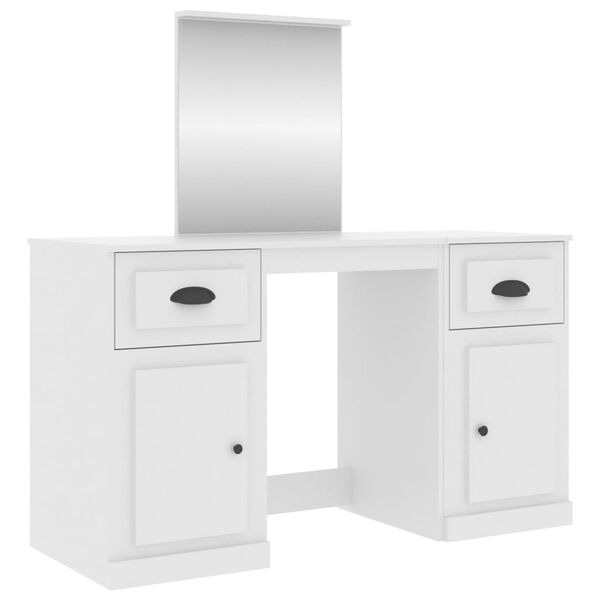 vidaXL Dressing Table with Mirror White 130x50x132.5 cm
