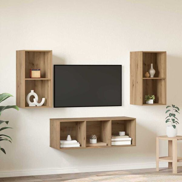 vidaXL TV Cabinet Set Wall-mounted 3 pcs Artisan Oak Engineered Wood