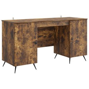 vidaXL Desk Smoked Oak 142.5 x 50 x 75 cm Engineered Wood