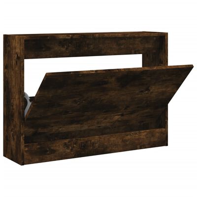 vidaXL Shoe Cabinet Smoked Oak 80x21x57 cm Engineered Wood