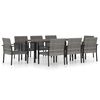 vidaXL 9 Piece Outdoor Dining Set Poly Rattan Grey