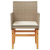 vidaXL Garden Chairs with Cushions 2 pcs Beige Poly Rattan&Solid Wood