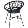 vidaXL Dining Chair 2 pcs Black 65 x 55.5 x 81 cm Rattan and Iron