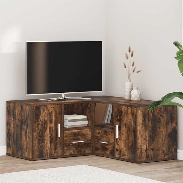 vidaXL Corner Cabinet Smoked Oak 160x40x45 cm Engineered Wood