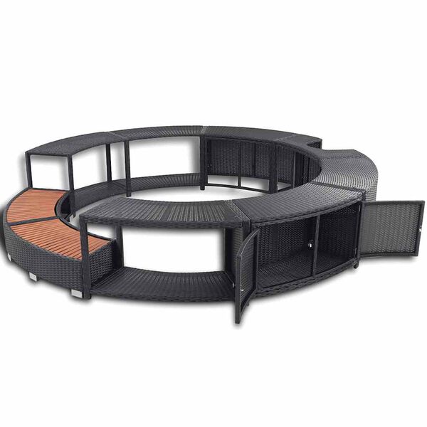 vidaXL Hot Tub Surround Black Poly Rattan