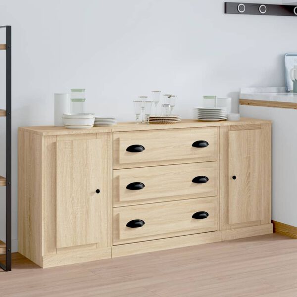vidaXL Sideboards 3 pcs Sonoma Oak Engineered Wood