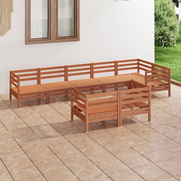 vidaXL 8 Piece Garden Lounge Set Solid Wood Pine Honey Brown