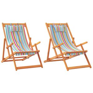 vidaXL Folding Chairs 2 pcs Multicolour Fabric