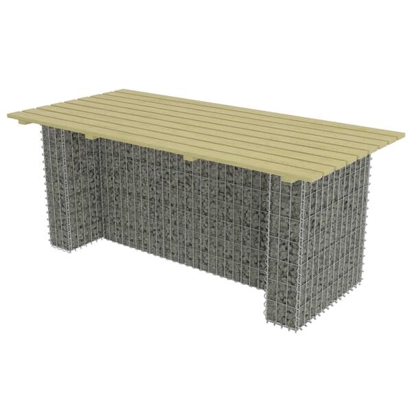 vidaXL Garden Table with Steel Gabion 180x90x74 cm Pinewood