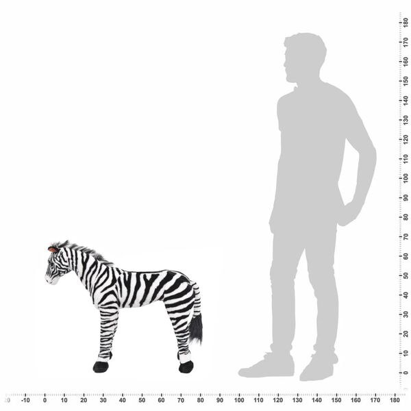 vidaXL Standing Plush Toy Zebra Black and White XXL