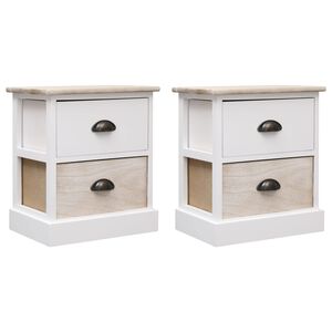 vidaXL Nightstands 2 pcs White and Natural 38x28x45 cm Paulownia Wood