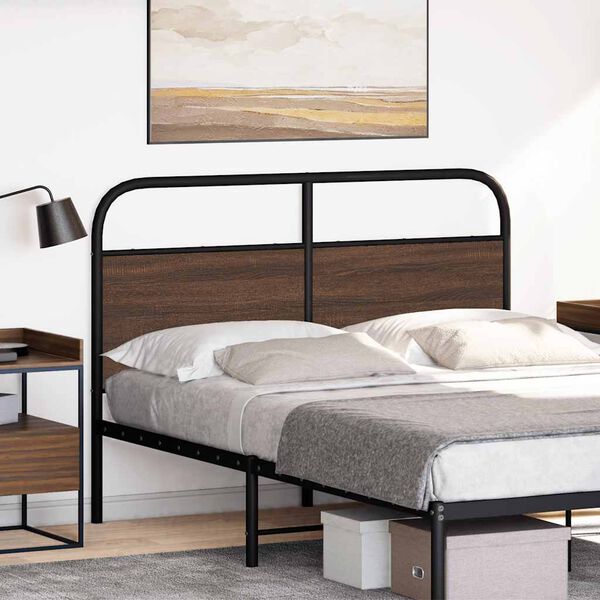 vidaXL Headboard Brown Oak 120 cm Steel and Engineered Wood