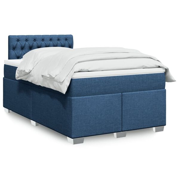 vidaXL Box Spring Bed with Mattress Blue 120x200 cm Fabric