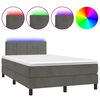vidaXL Box Spring Bed with Mattress&LED Dark Grey 120x200cm Velvet