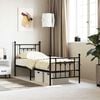 vidaXL Metal Bed Frame without Mattress with Footboard Black 75x190cm