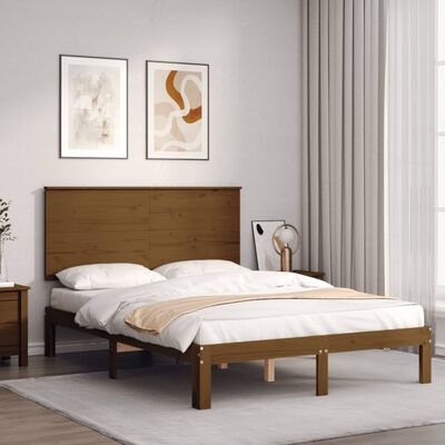 vidaXL Bed Frame with Headboard Honey Brown 140x200 cm Solid Wood