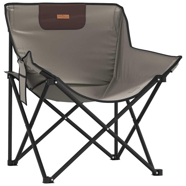 vidaXL Camping Chairs with Pocket Foldable 2 pcs Grey