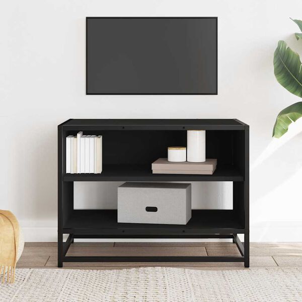 vidaXL TV Cabinet Black 61x40x46 cm Engineered Wood and Metal