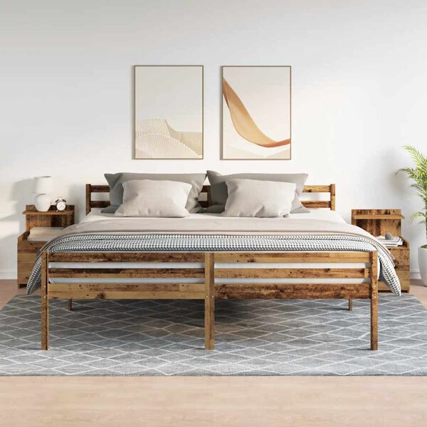 vidaXL Bedside Cabinets 2 pcs with 2 Drawers Old Wood 40x36.5x62 cm