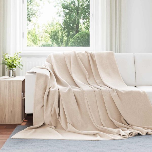 vidaXL Throw Blanket Beige 220 x 240 cm Fleece