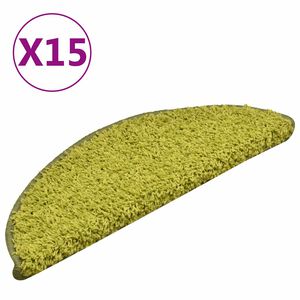 vidaXL Stair Mats 15 pcs 56x17x3 cm Green Half Round