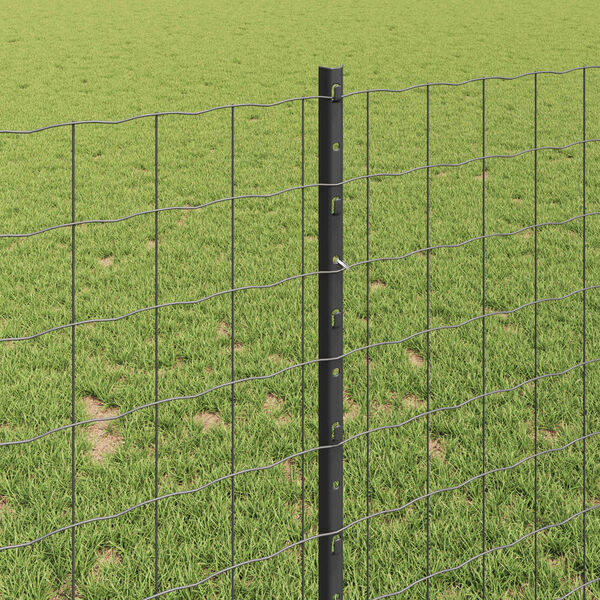 vidaXL Fence with Post Grey 1 x 25 m Steel