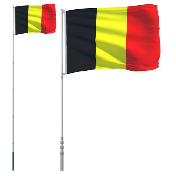 vidaXL Belgium Flag and Pole 5.5 m Aluminium