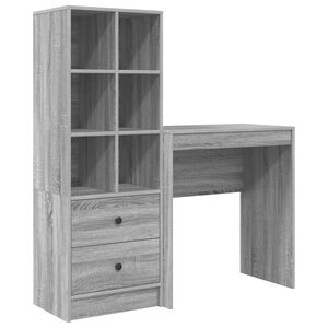 vidaXL Desk with Drawer with Shelf with Storage 2 pcs Grey Sonoma