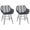vidaXL Dining Chair 2 pcs Rattan and Iron Black 55 x 50 x 74 cm