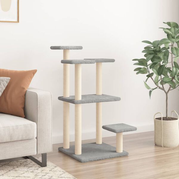 vidaXL Cat Scratching Posts with Platforms Light Grey 98.5 cm