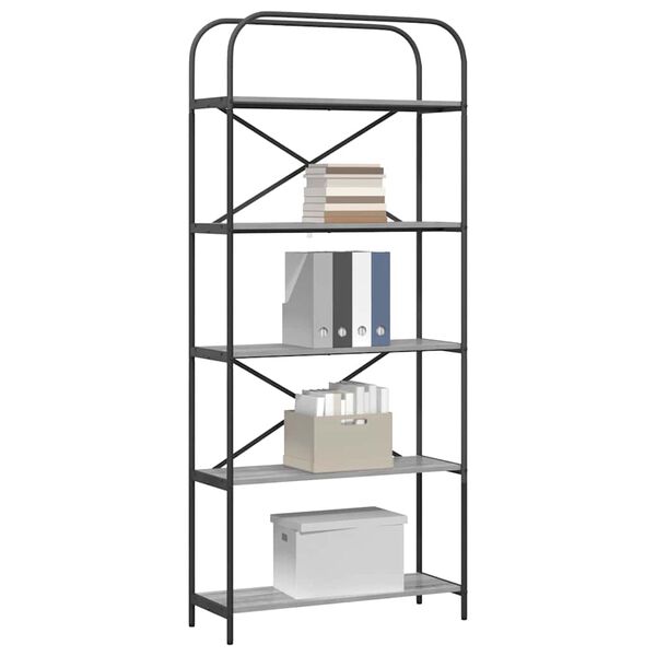 vidaXL Bookshelf Grey Sonoma 80 x 30 x 183 cm Engineered wood